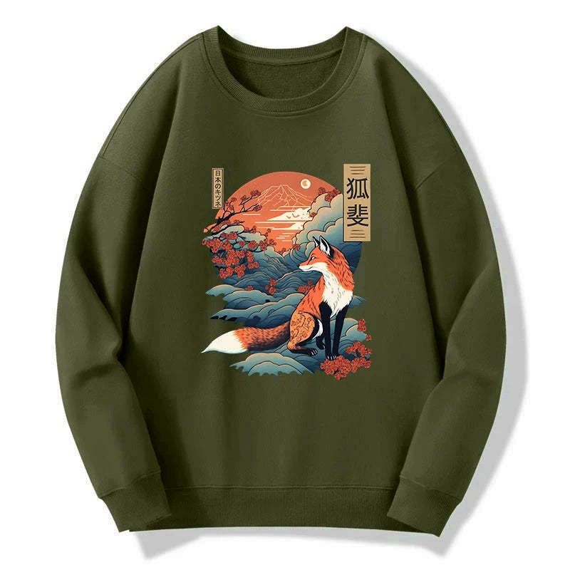 Japanese Kitsune Fox Sweatshirt Free Shipping