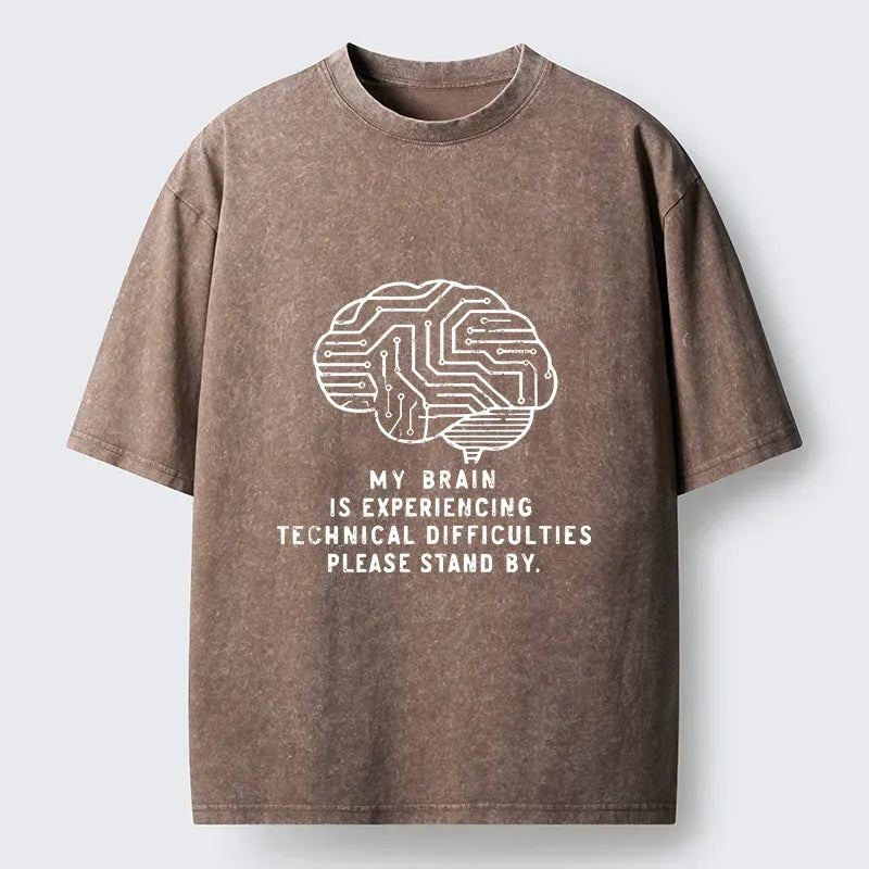 Kyoto-Lion Brain Technology Malfunction Washed T-Shirt