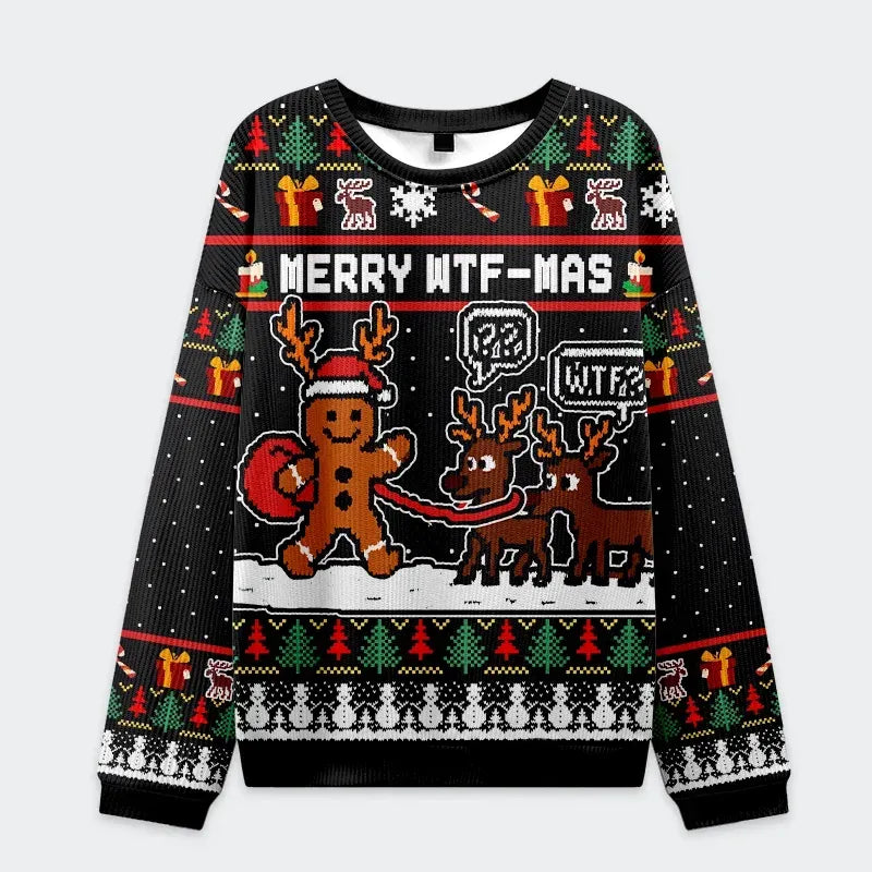 Kyoto-Lion Confused Reindeer Christmas Ugly Sweatshirt