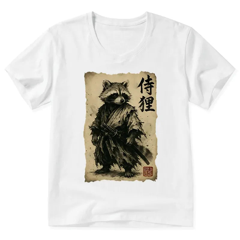 Retro Samurai V-Neck T-Shirt for Daily Wear