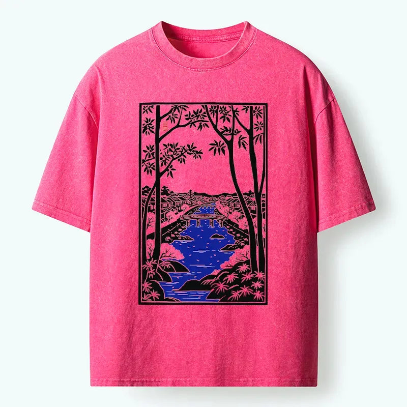 japanese washed t-shirt for daily wear