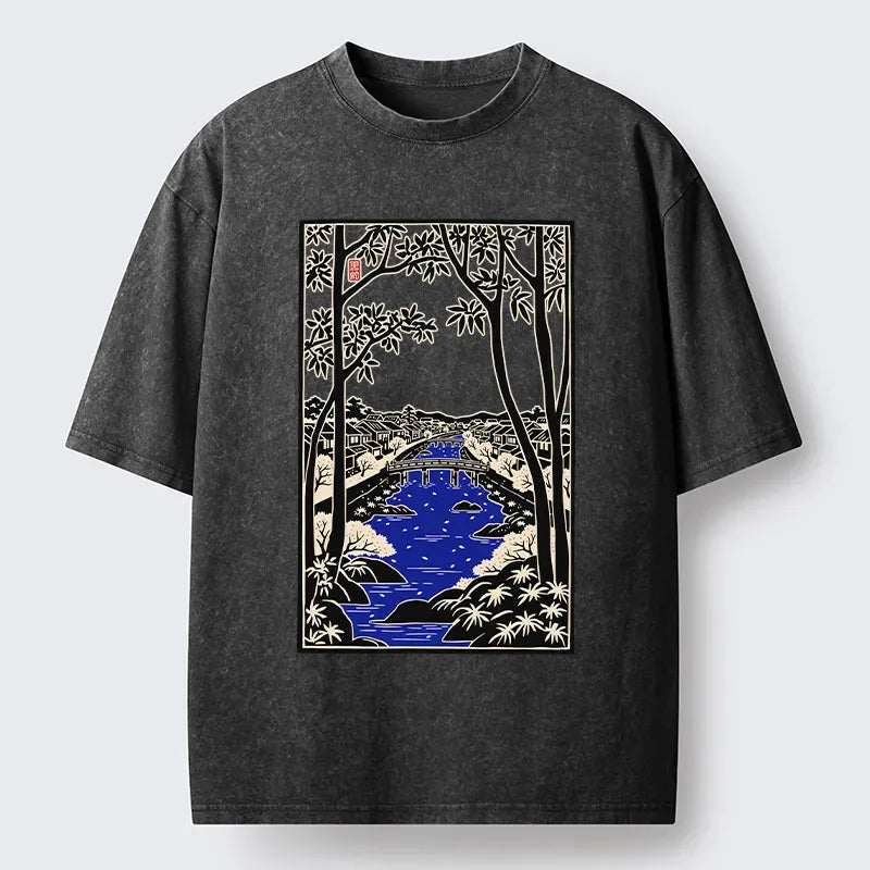 japanese washed t-shirt for daily wear