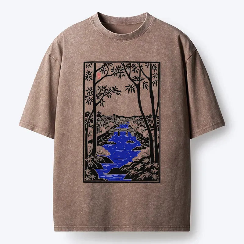 japanese washed t-shirt for daily wear
