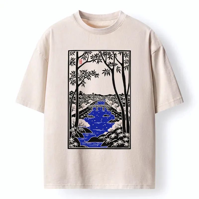 japanese washed t-shirt for daily wear