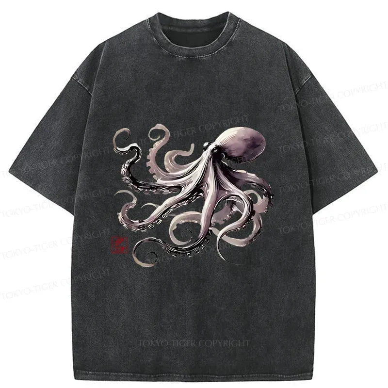 Retro Japan Octopus Washed T-Shirt