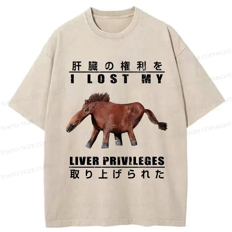Kyoto-Lion I Lost My Liver Privileges Washed T-Shirt