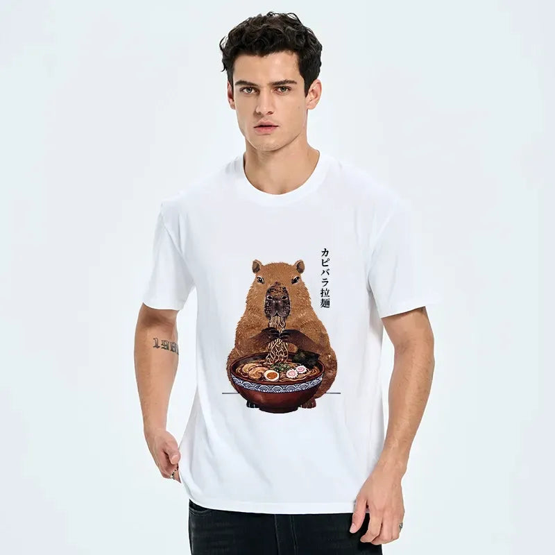 Kyoto-Lion Japanese Retro Capybara Eating Ramen Classic T-Shirt