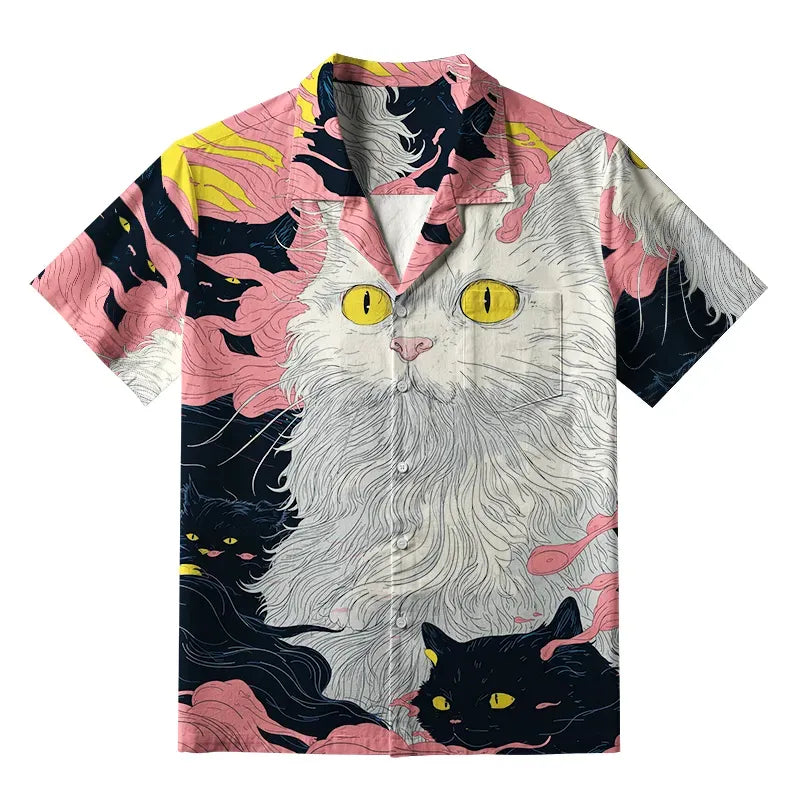 Mystical Cat Hawaiian Shirt for Vacation