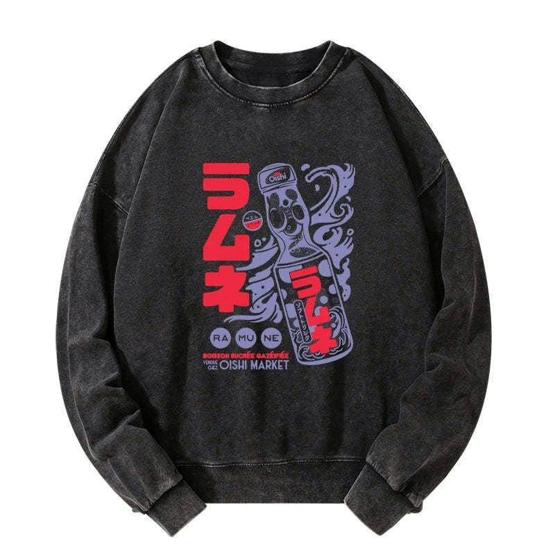 Japanese vintage washed sweatshirt for streetwear