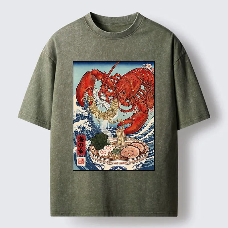 Kyoto-Lion Lobster Ramen Wave Washed T-Shirt