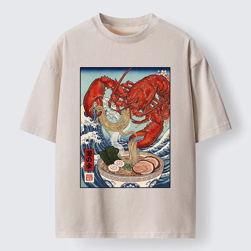 Kyoto-Lion Lobster Ramen Wave Washed T-Shirt