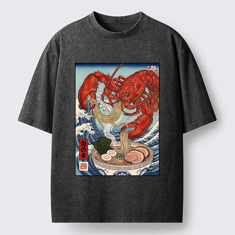 Kyoto-Lion Lobster Ramen Wave Washed T-Shirt