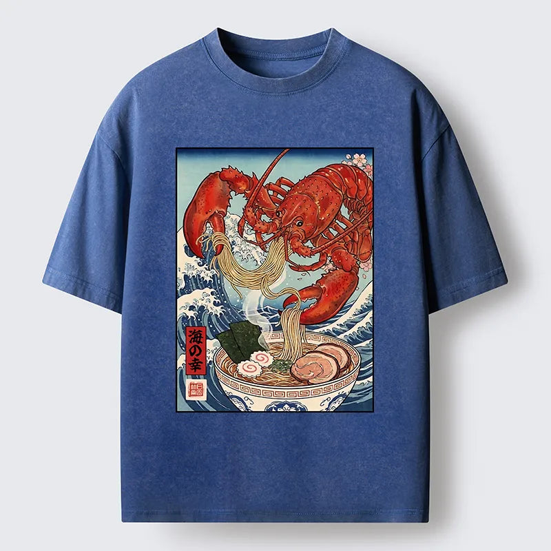 Kyoto-Lion Lobster Ramen Wave Washed T-Shirt