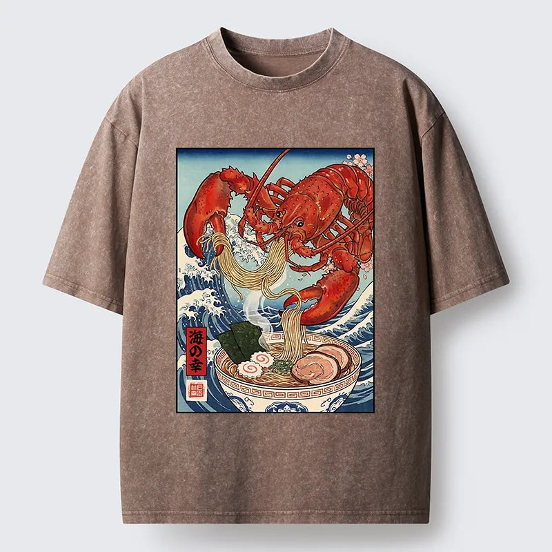 Kyoto-Lion Lobster Ramen Wave Washed T-Shirt