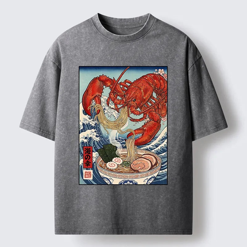 Kyoto-Lion Lobster Ramen Wave Washed T-Shirt