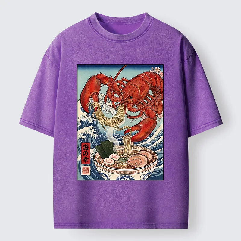 Kyoto-Lion Lobster Ramen Wave Washed T-Shirt