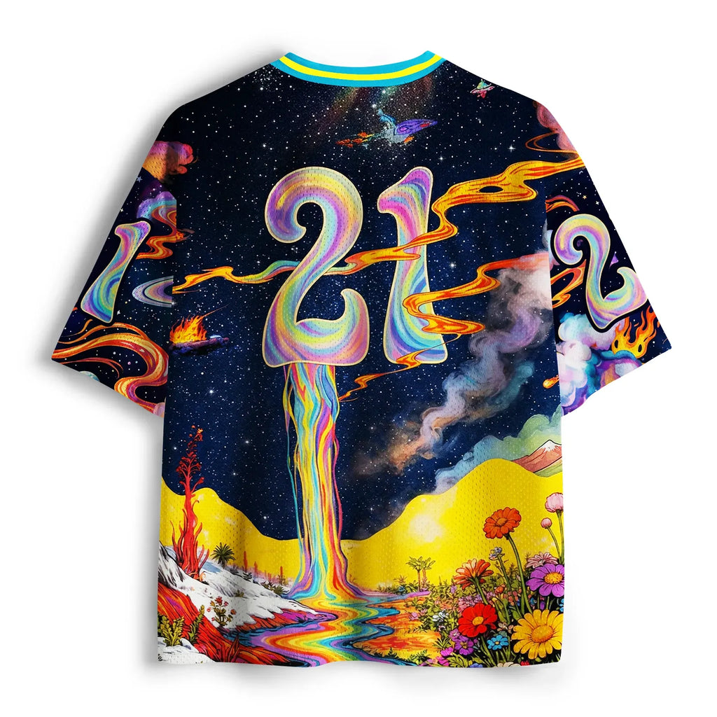 Surreal Flower Mesh Jersey for Vacation