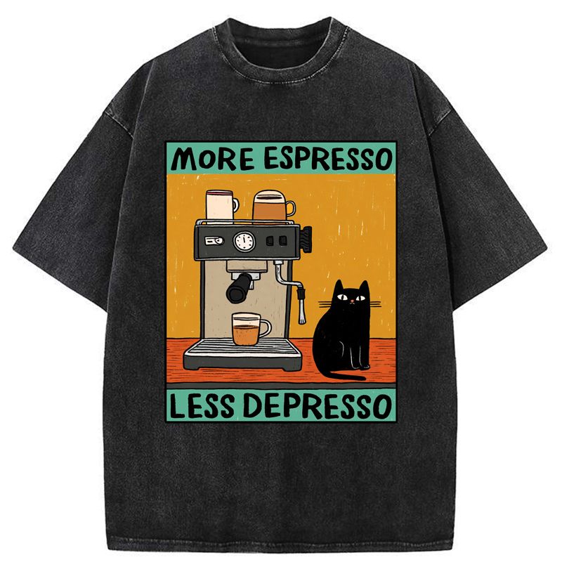 japanese washed cat t-shirt for daily wear