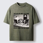 Kyoto-Lion Funny Skeleton Coffee Break Meme Washed T-Shirt