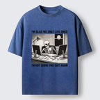 Kyoto-Lion Funny Skeleton Coffee Break Meme Washed T-Shirt