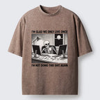 Kyoto-Lion Funny Skeleton Coffee Break Meme Washed T-Shirt