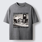 Kyoto-Lion Funny Skeleton Coffee Break Meme Washed T-Shirt