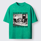 Kyoto-Lion Funny Skeleton Coffee Break Meme Washed T-Shirt
