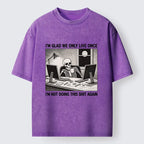 Kyoto-Lion Funny Skeleton Coffee Break Meme Washed T-Shirt