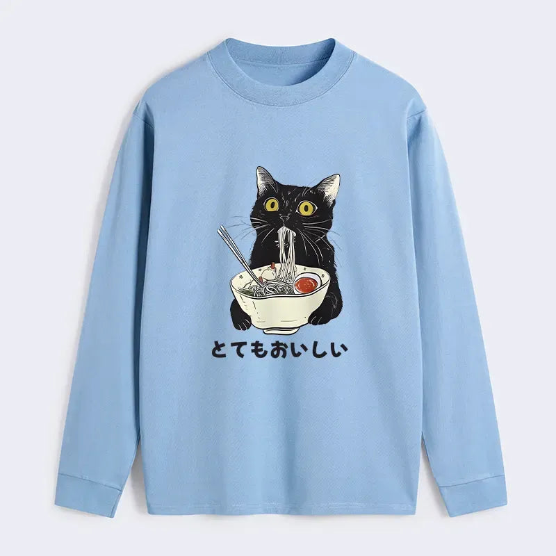 Kyoto-Lion Cats Eat Ramen Noodles Classic Long Sleeve T-Shirt