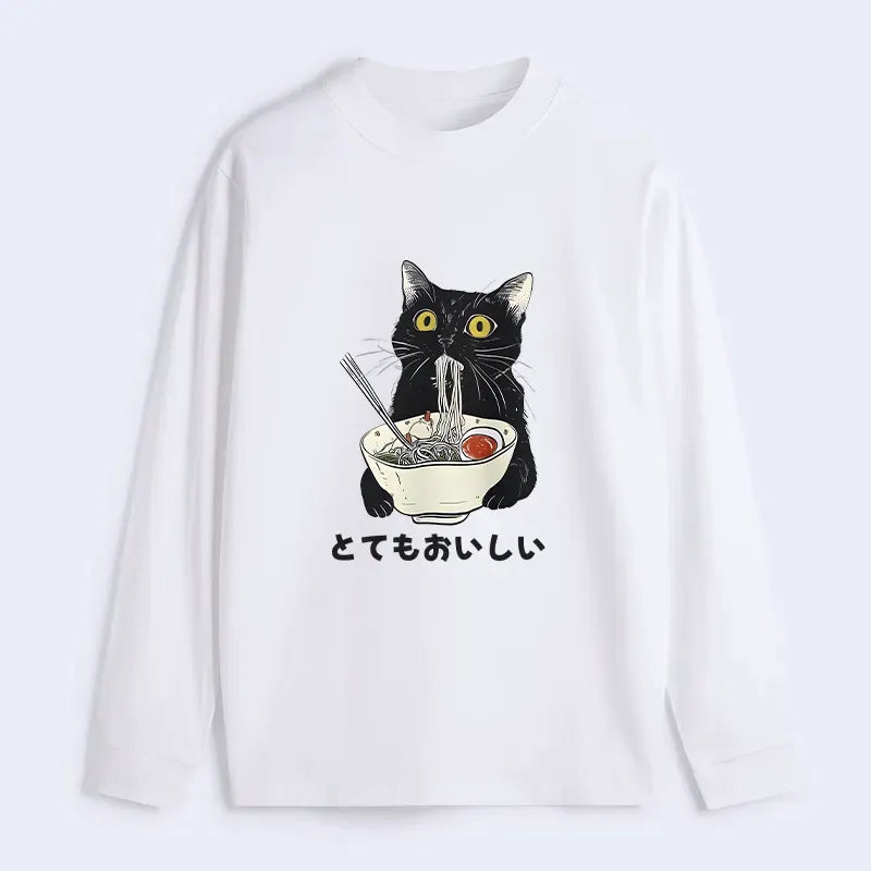 Kyoto-Lion Cats Eat Ramen Noodles Classic Long Sleeve T-Shirt