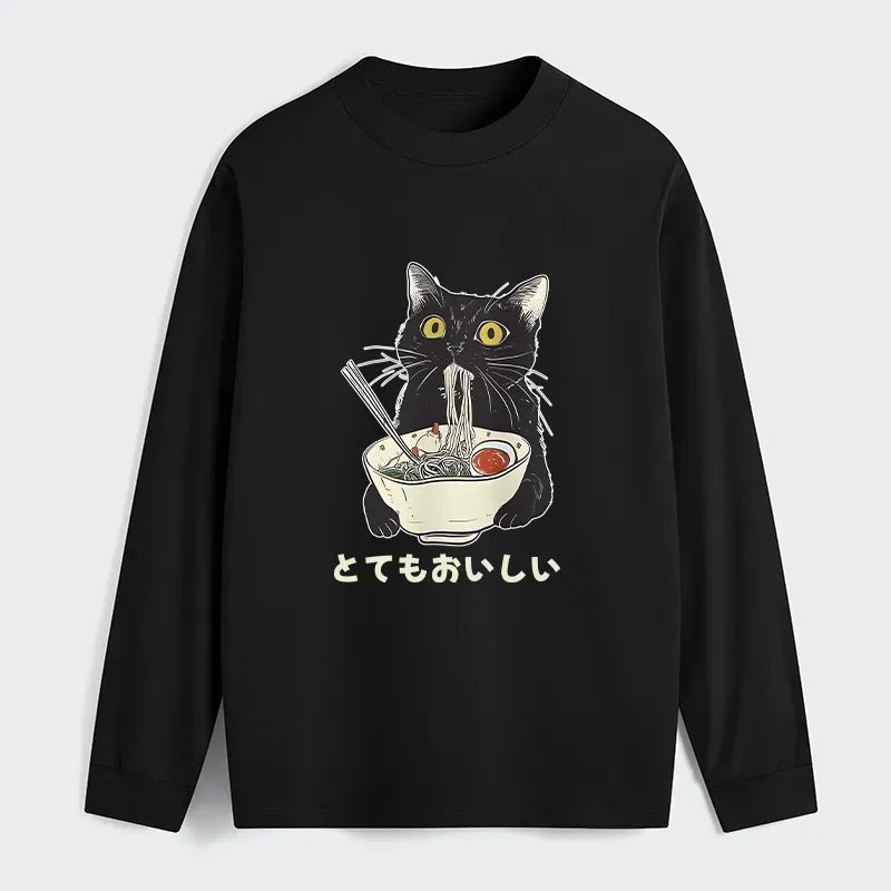 Kyoto-Lion Cats Eat Ramen Noodles Classic Long Sleeve T-Shirt