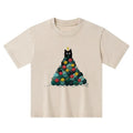 Kyoto-Lion Yarn Christmas Tree Cat Kids Washed T-Shirt