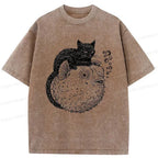 Black Cat Pufferfish T-Shirt for Gift Idea