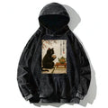 Japanese Black Cat Hoodie for Daily Wear