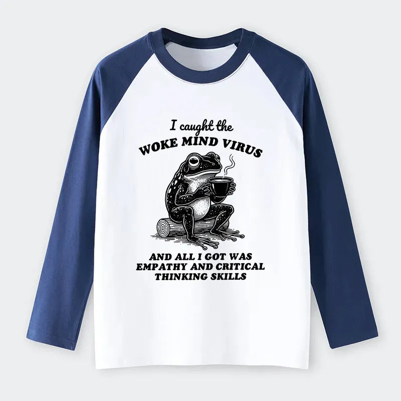 Kyoto-Lion Awakened Thinking Virus Frog Raglan Long Sleeve T-shirt