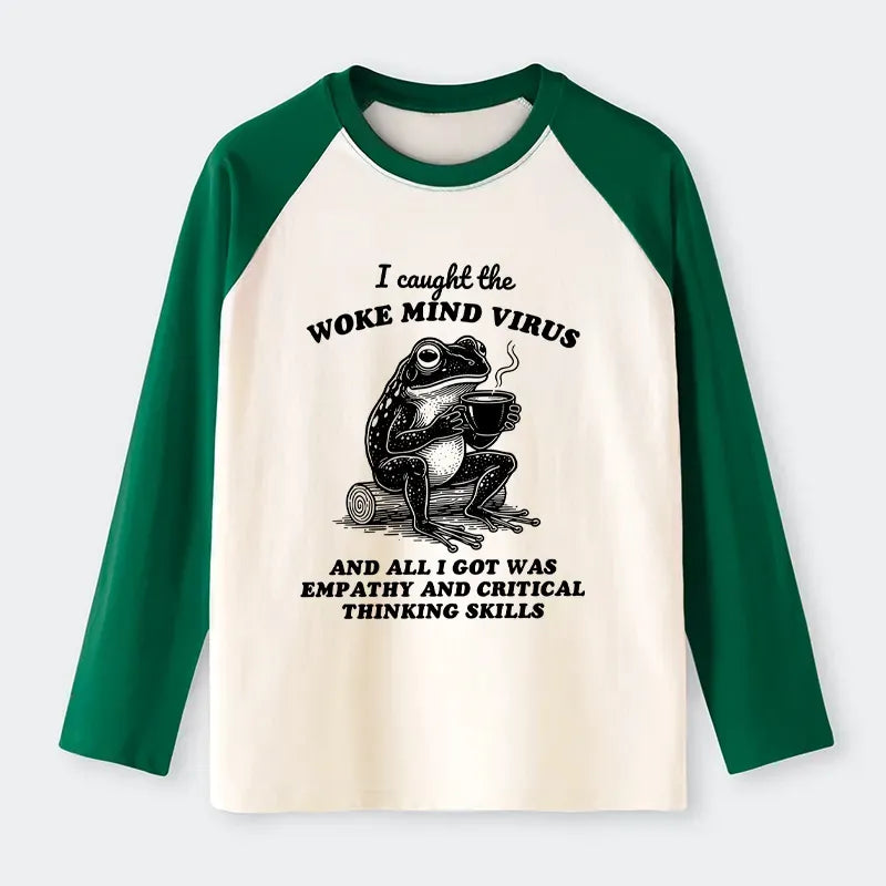Kyoto-Lion Awakened Thinking Virus Frog Raglan Long Sleeve T-shirt