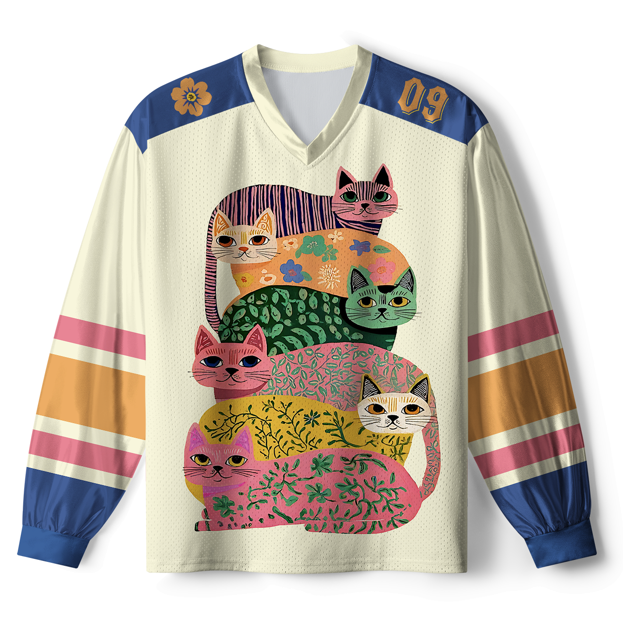 Japanese Cat Stack Wave Long Sleeve Jersey