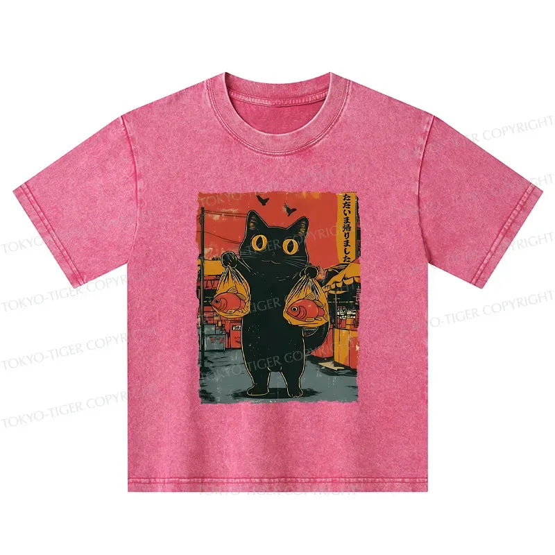 Kyoto Cat Fishing Shirt for Boys