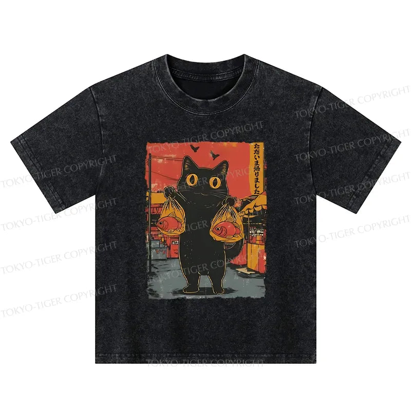 Kyoto Cat Fishing Shirt for Boys