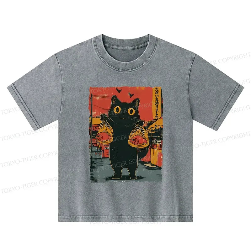 Kyoto Cat Fishing Shirt for Boys