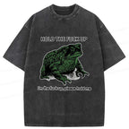 Kyoto-Lion Funny Frog Meme Washed T-Shirt