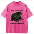 Funny Frog Meme Washed T-Shirt for Streetwear