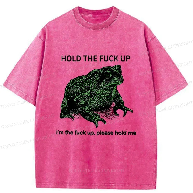 Funny Frog Meme Washed T-Shirt for Streetwear