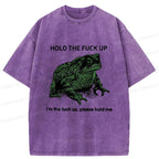Funny Frog Meme Washed T-Shirt for Streetwear