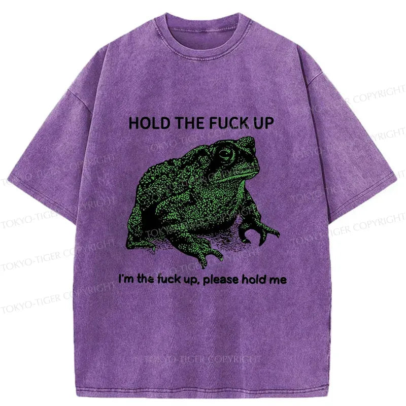 Funny Frog Meme Washed T-Shirt for Streetwear