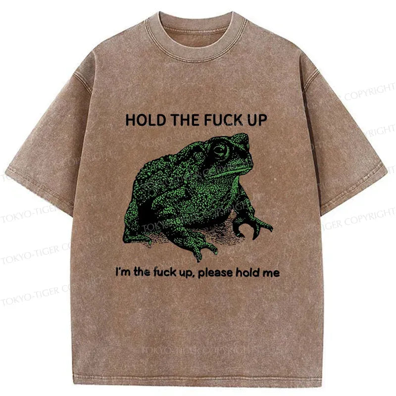 Funny Frog Meme Washed T-Shirt for Streetwear
