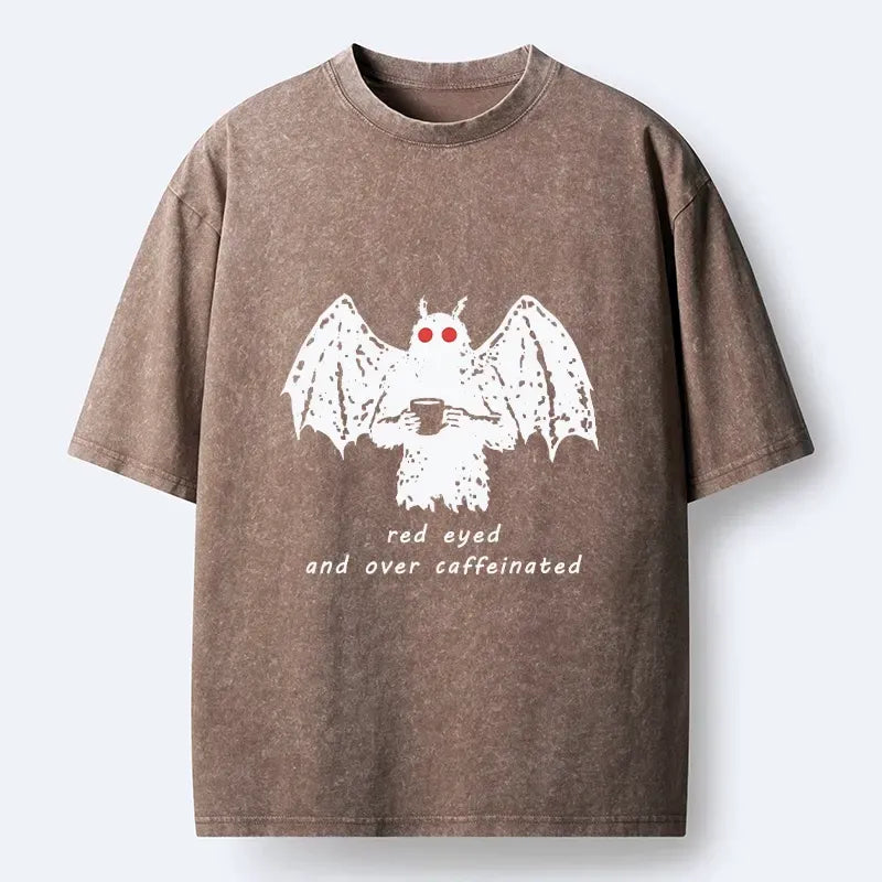 Kyoto-Lion Mothman Needs Coffee Energy Washed T-Shirt