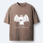 Kyoto-Lion Mothman Needs Coffee Energy Washed T-Shirt