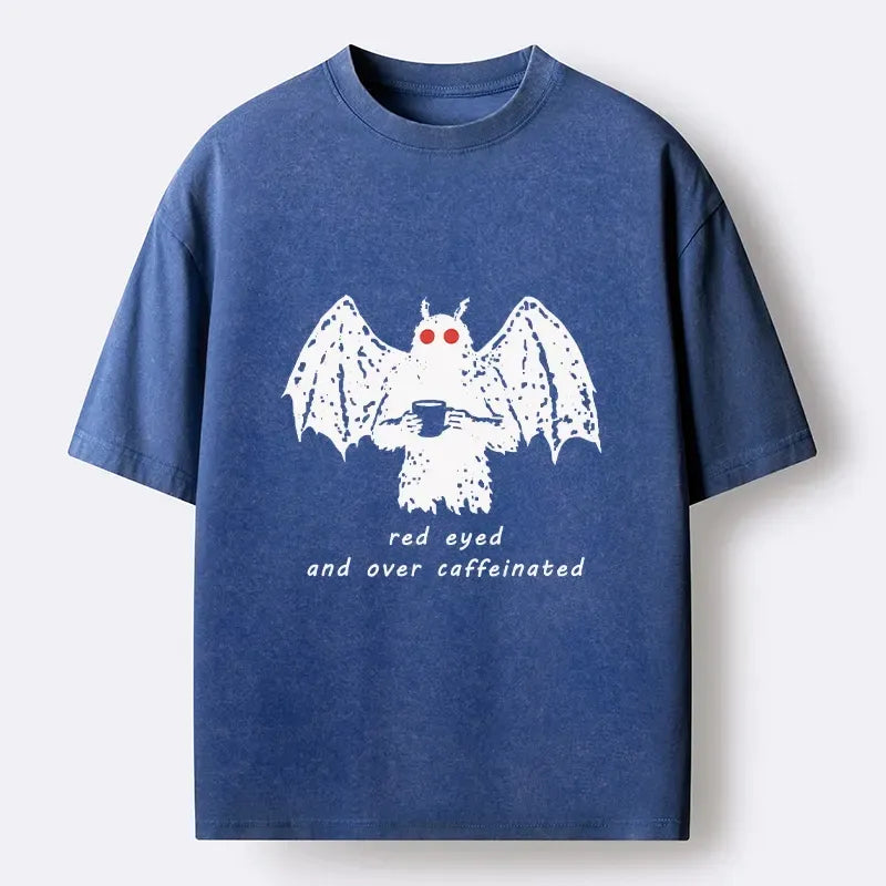 Kyoto-Lion Mothman Needs Coffee Energy Washed T-Shirt