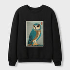 Vintage Owl Woodblock Sweatshirt for Women
